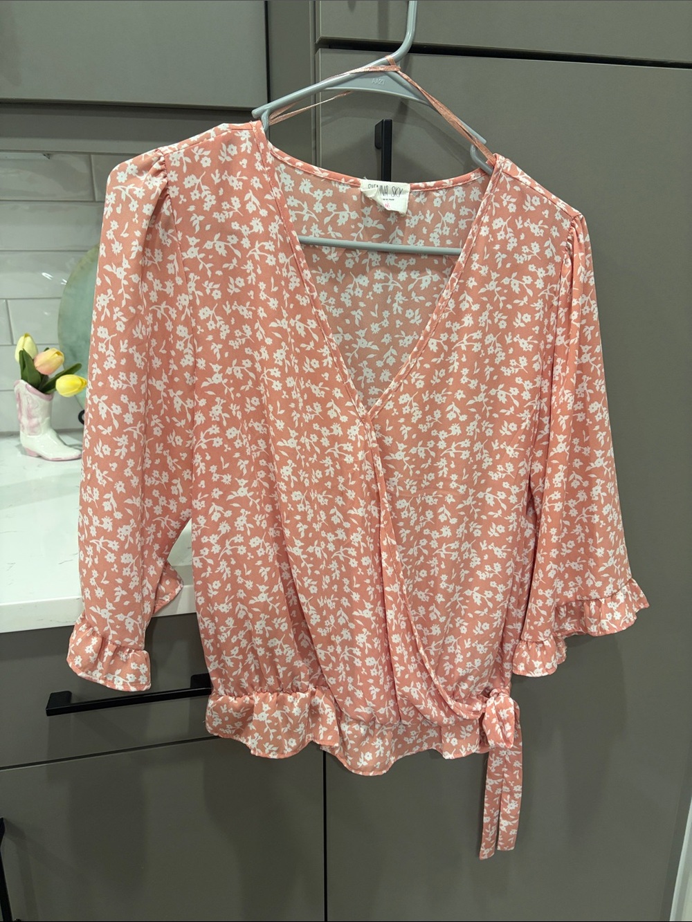 Sienna Sky Pink Floral Wrap Blouse